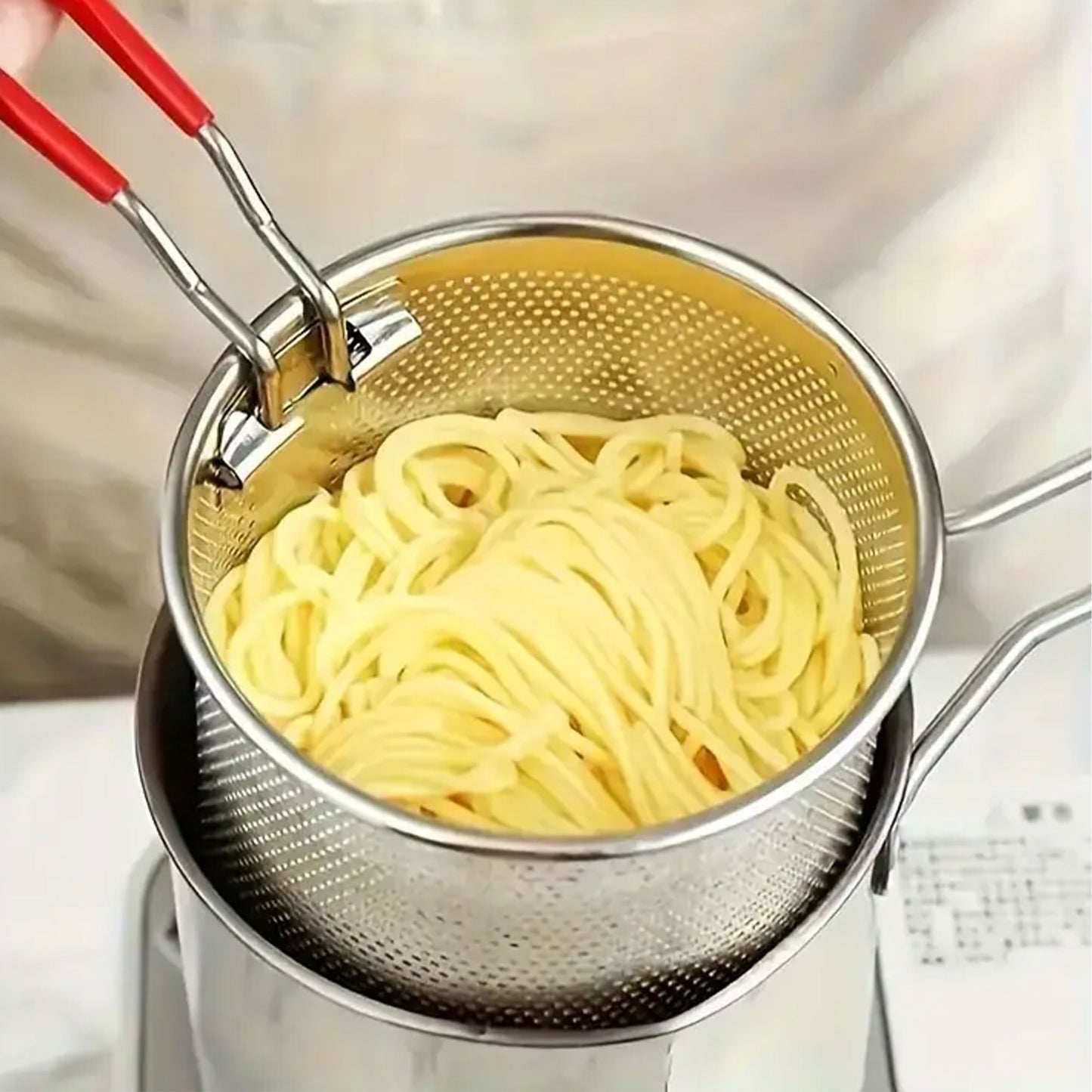 مقلاة قلي عميقة ستانلس ستيل 304 مع سلة تصفية – تسخين سريع، آمنة وسهلة التنظيف – مثالية لقلي البطاطس والدجاج