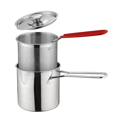 مقلاة قلي عميقة ستانلس ستيل 304 مع سلة تصفية – تسخين سريع، آمنة وسهلة التنظيف – مثالية لقلي البطاطس والدجاج