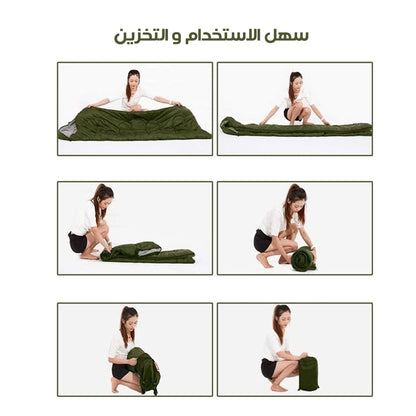 مرتبة وبطانية قابلة للطي مع شنطة – خفيفة – مقاومة للماء – مثالية للرحلات والتخييم والضيوف