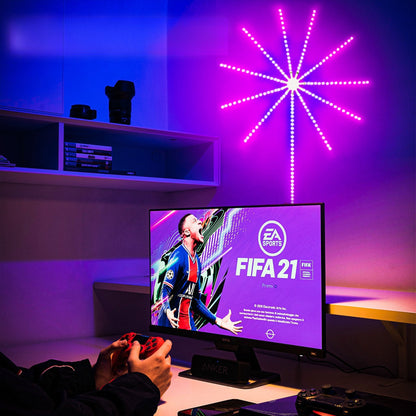 شريط الإضاءة الذكي – تأثير ألعاب نارية – تحكم عن بعد أو بالجوال – RGB ملون – إضاءة احتفالية قابلة للتخصيص